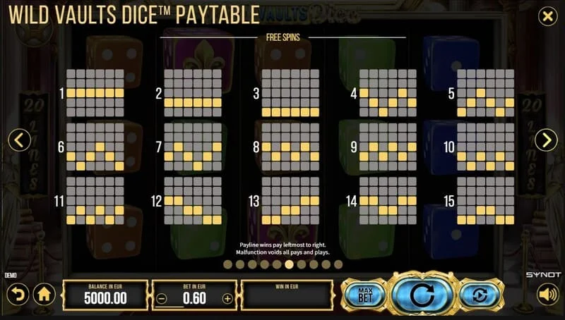 Wild Vaults Dice – Card Gamble-Bildschirm mit Verdopplung nach Kartenfarbe